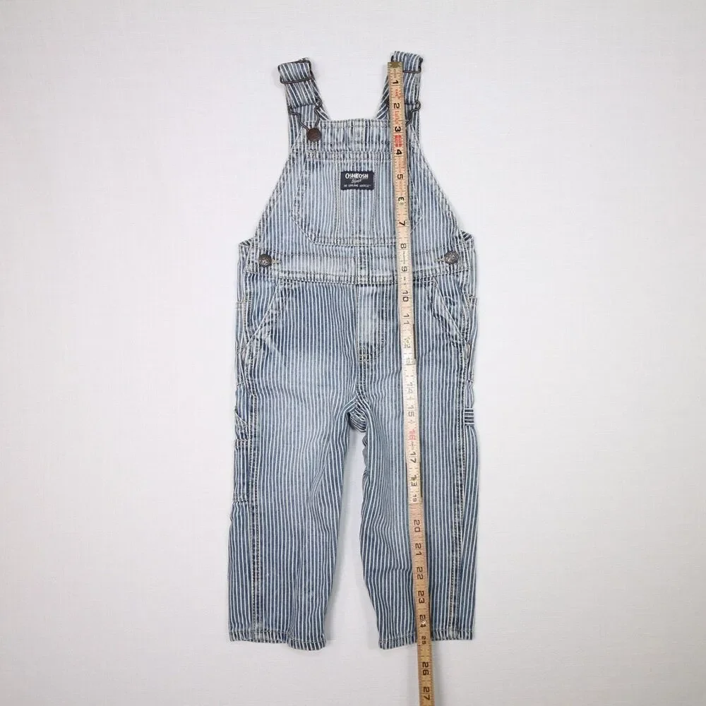 OshKosh B'Gosh VESTBAK Blue & White Pin Striped Overalls Size 18 Months